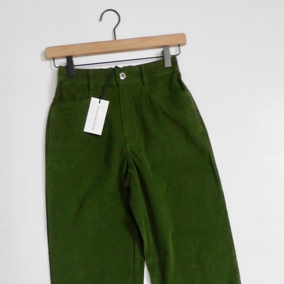 NWT!! WEWOREWHAT Elastic Back Corduroy Pants Basil Green Preppy Academia X-Small - Picture 5 of 16